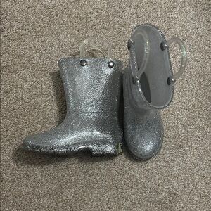 Kids Silver Glitter Rain Boots